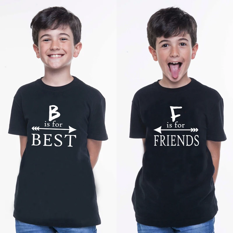 B Is for Best и F Friend/Летняя футболка для маленьких мальчиков девочек одежда с