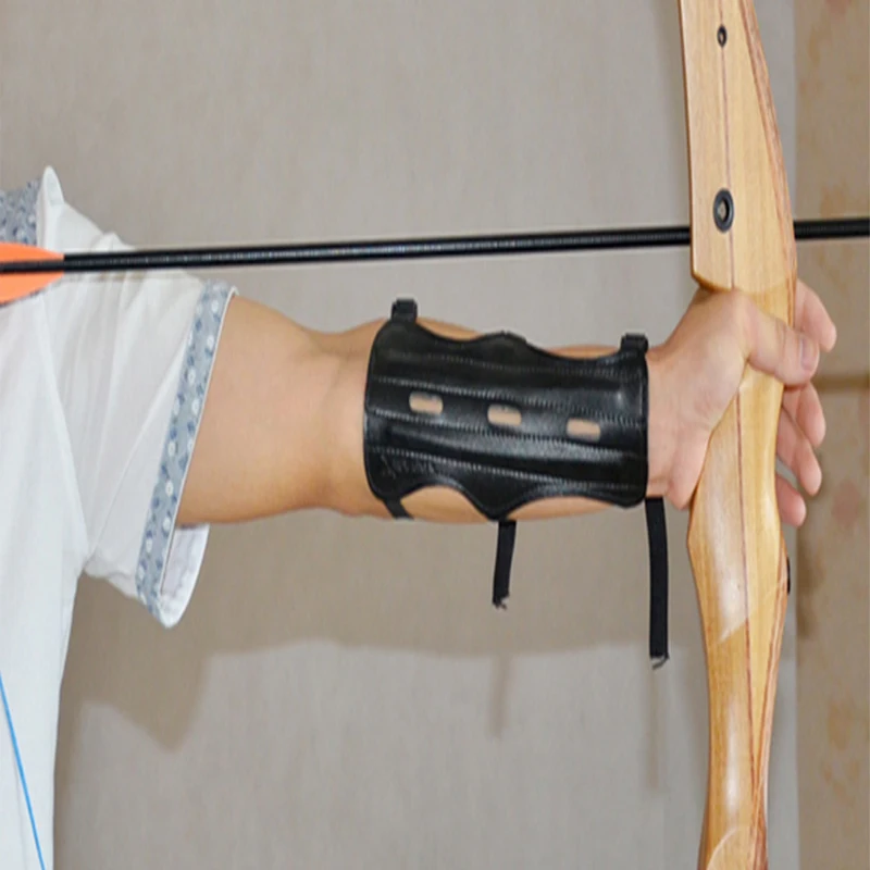 Прочная защита для стрельбы из лука Высококачественная коровья кожа 3 ремешка