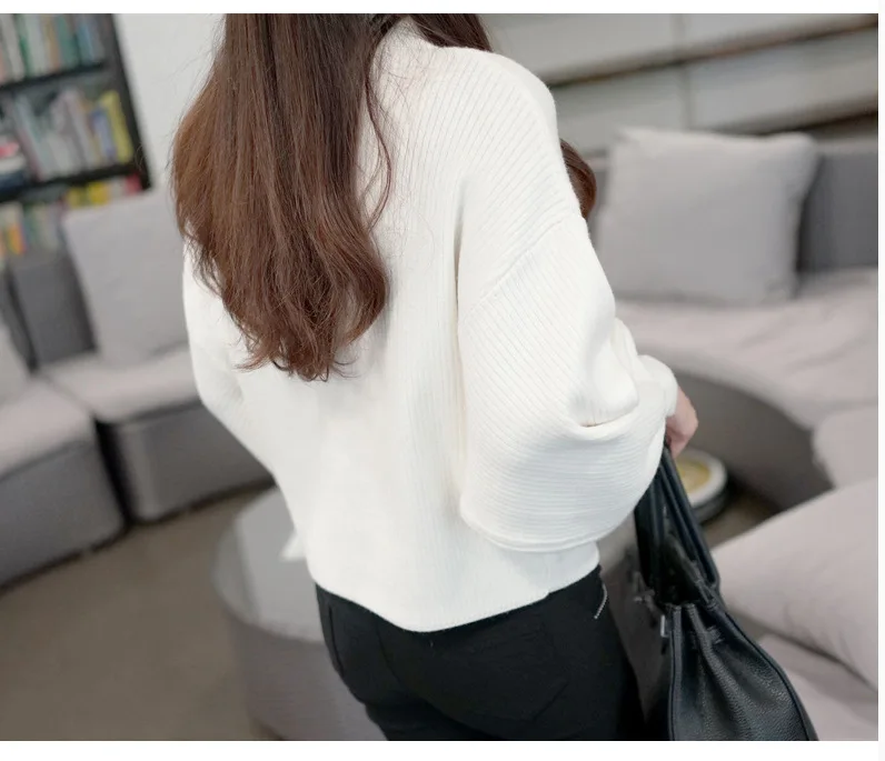 

Autumn and winter new solid color sweater women's sweaters loose loose sleeve lantern sleeves sweater women