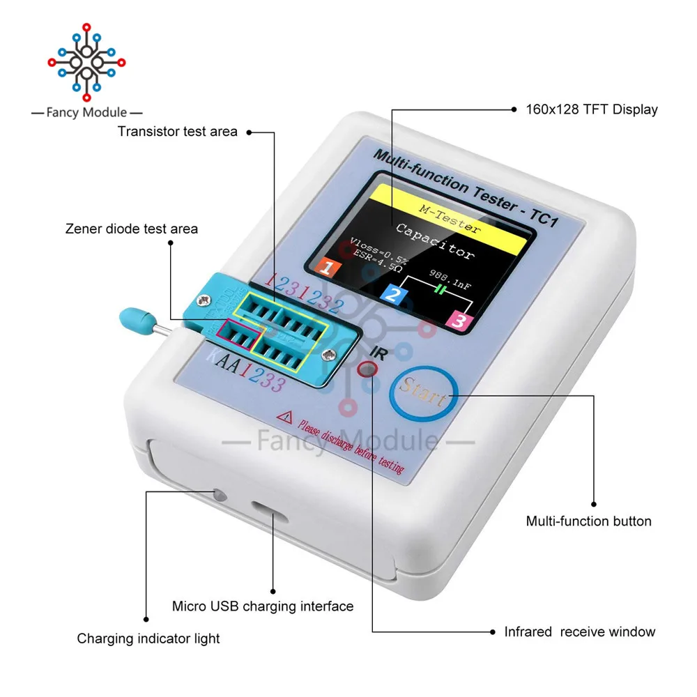 Многофункциональный тестер транзисторов с цветным дисплеем 1 8 дюйма (160*128) TFT