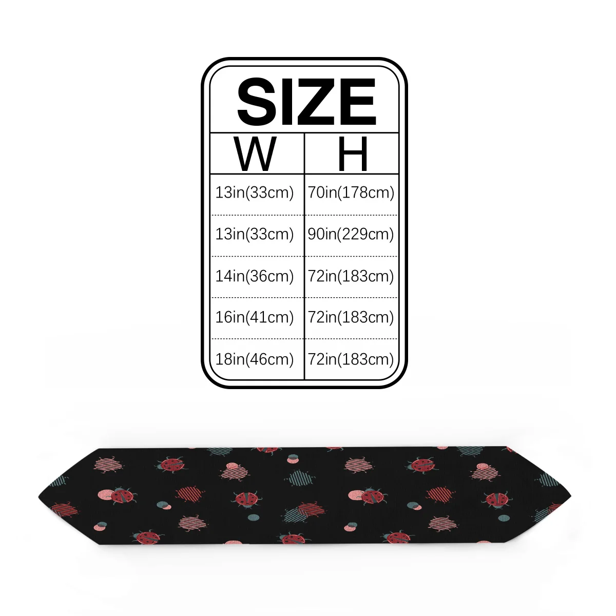 Ladybug Black Table Runner Flag Home Party Decorative Tablecloth Runners for Wedding | Дом и сад