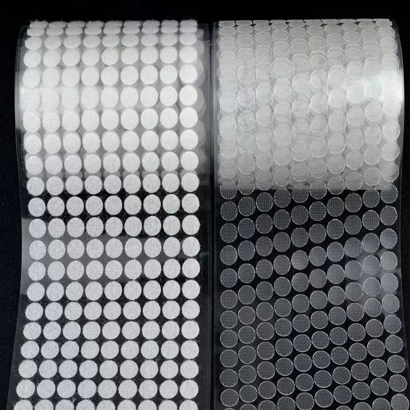500/1000Pairs Velcros Adhesive Self Transparent Fastener Tape 15mm Nylon Hooks And Loops Strong Glue Magic Tape Sticker