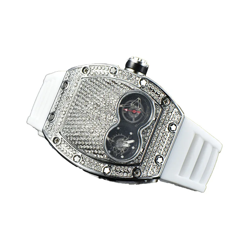 

8124 double eyes quartz watch double eyes star ghost quartz watch wine barrel Dial Watch