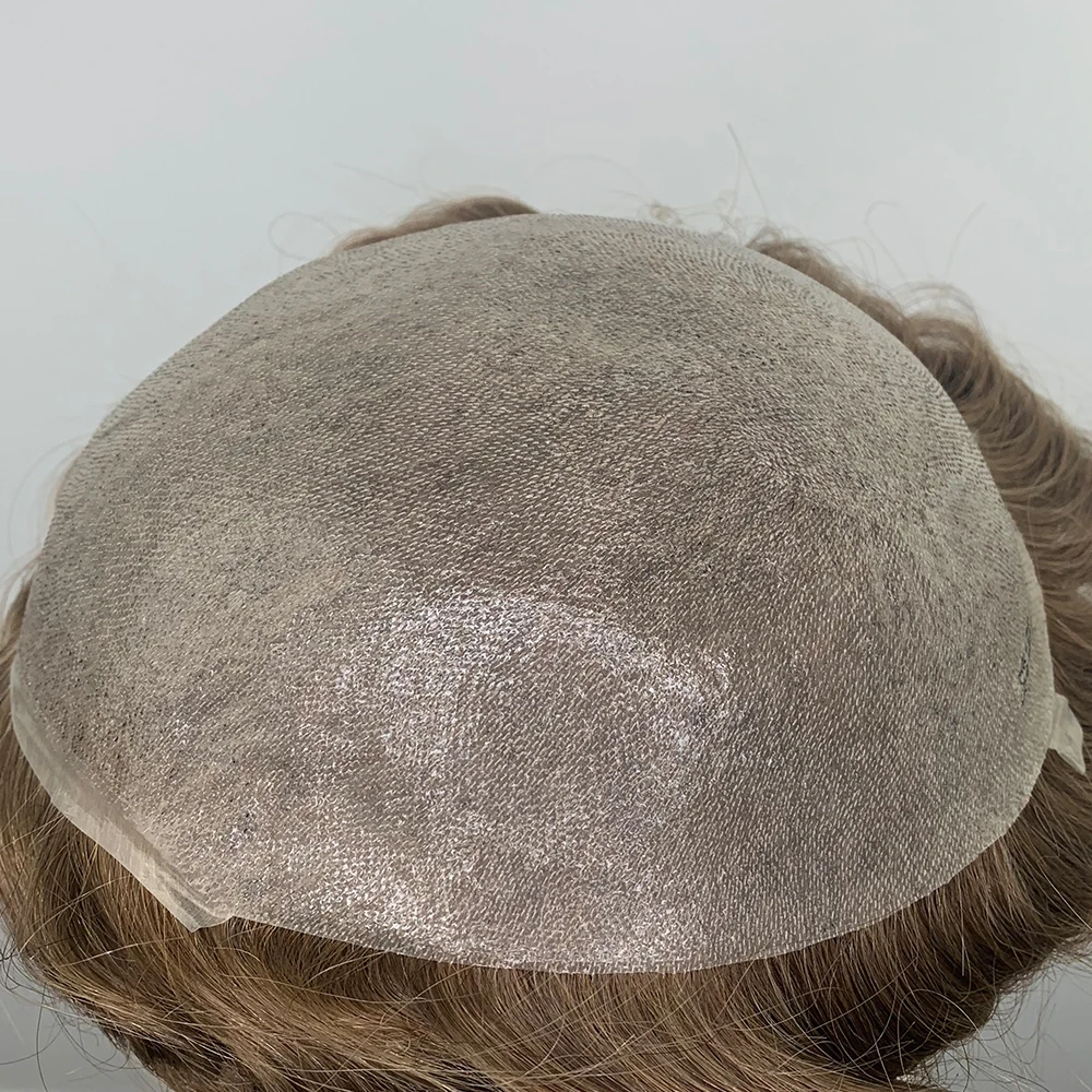 YY Парики мужские Toupee Parting Anywhere коричневый 8x10 тонкий Pu Цвет кожи замена системы 6