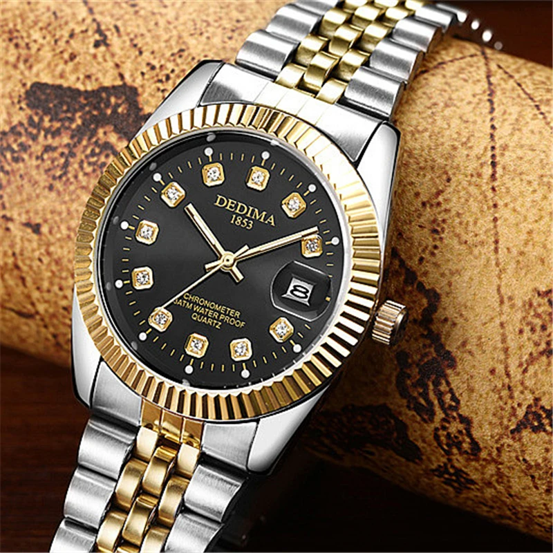 Часы мужские кварцевые из нержавеющей стали водонепроницаемые | Наручные часы