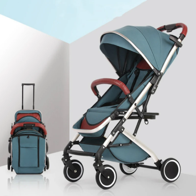 Baby stroller aluminum shock absorber folding child umbrella four wheel cart light travel pram