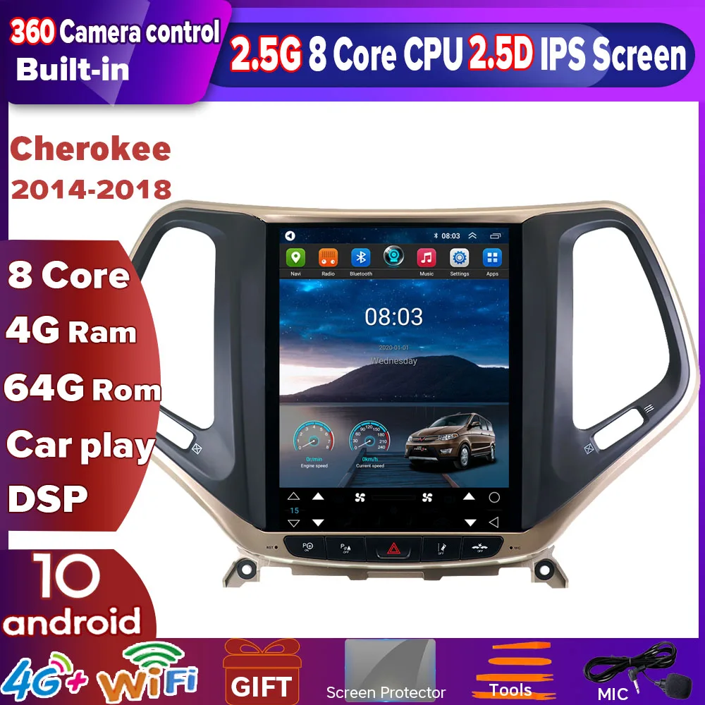 

ZOYOSKII Android 10 для JEEP CHEROKEE вертикальный экран Tesla Style автомобильное радио 6G 128G GPS навигатор плеер Авто Carplay 2014-2018