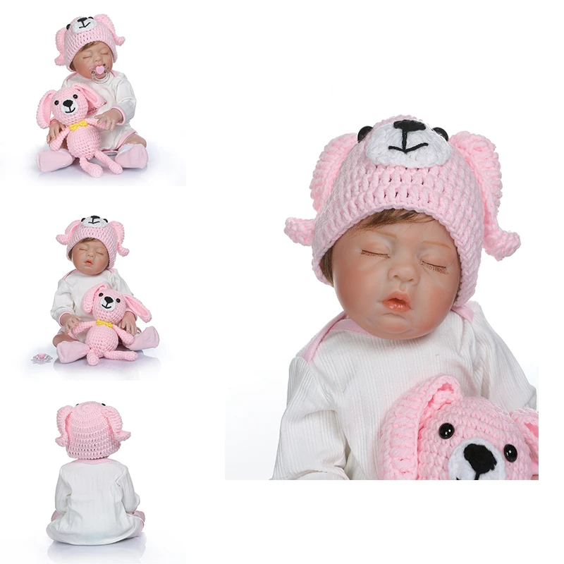 

NPK 48cm Baby Reborn With Closed Eye Toddler Doll Full Body Soft Silicone Dolls Bebe Renorn Doll Chidrens Toys Bath Dolls Girl
