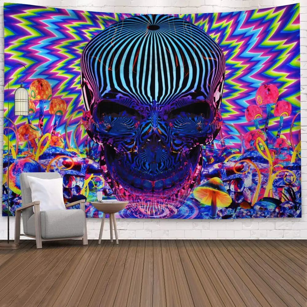 Ужасный настенный светящийся коврик с черепом на Хэллоуин для путешествий