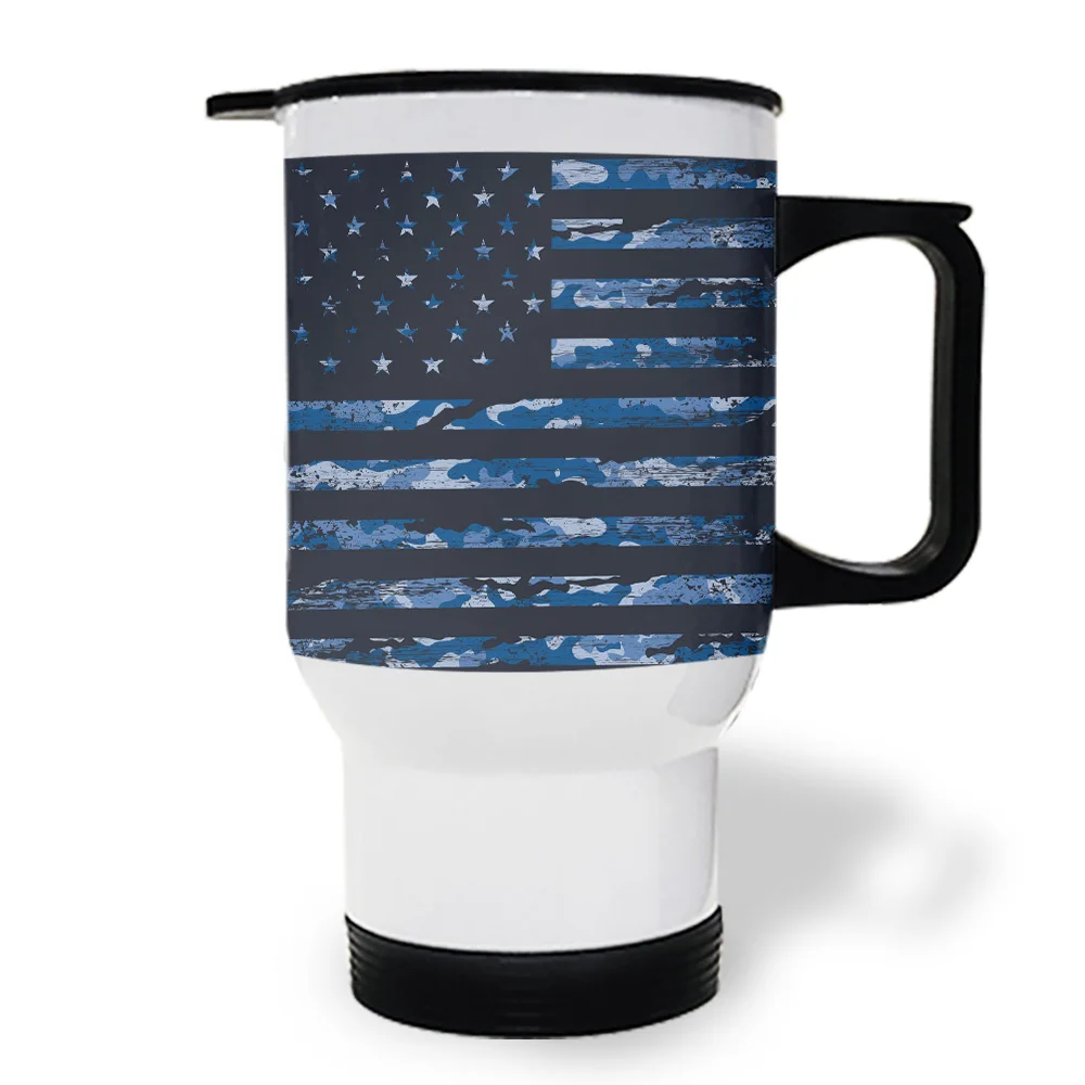 Синие камуфляжные кружки с американским флагом для путешествий женщин Дорожные