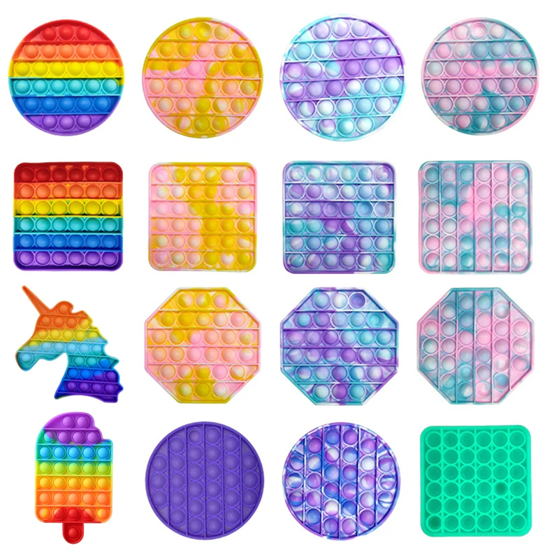 

Rainbow Push Bubble Pops Fidget Sensory Toy for Autisim Special Needs Anti-stress Game Stress Relief Squishy Pops It Fidget Toys