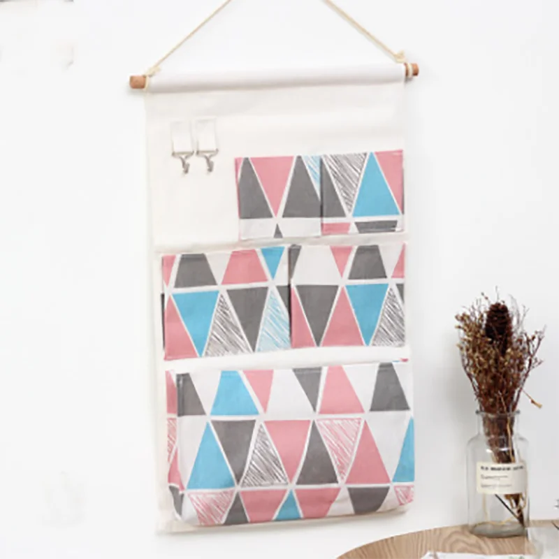 Простая Скандинавская хлопковая льняная настенная сумка для хранения моющиеся