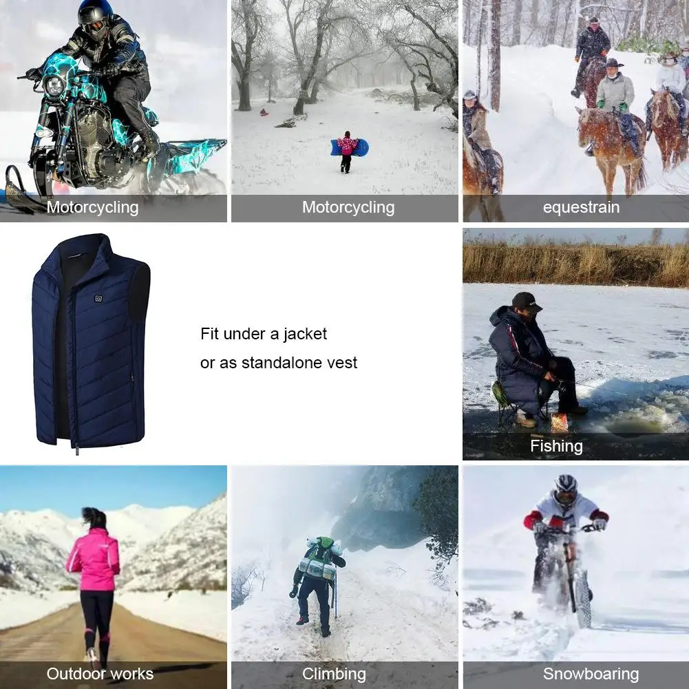 

Electric Heated Vest Men Women Heating Waistcoat Thermal Warm Clothing Usb Heated Outdoor Vest Winter Heated Jacket Hiking Ski