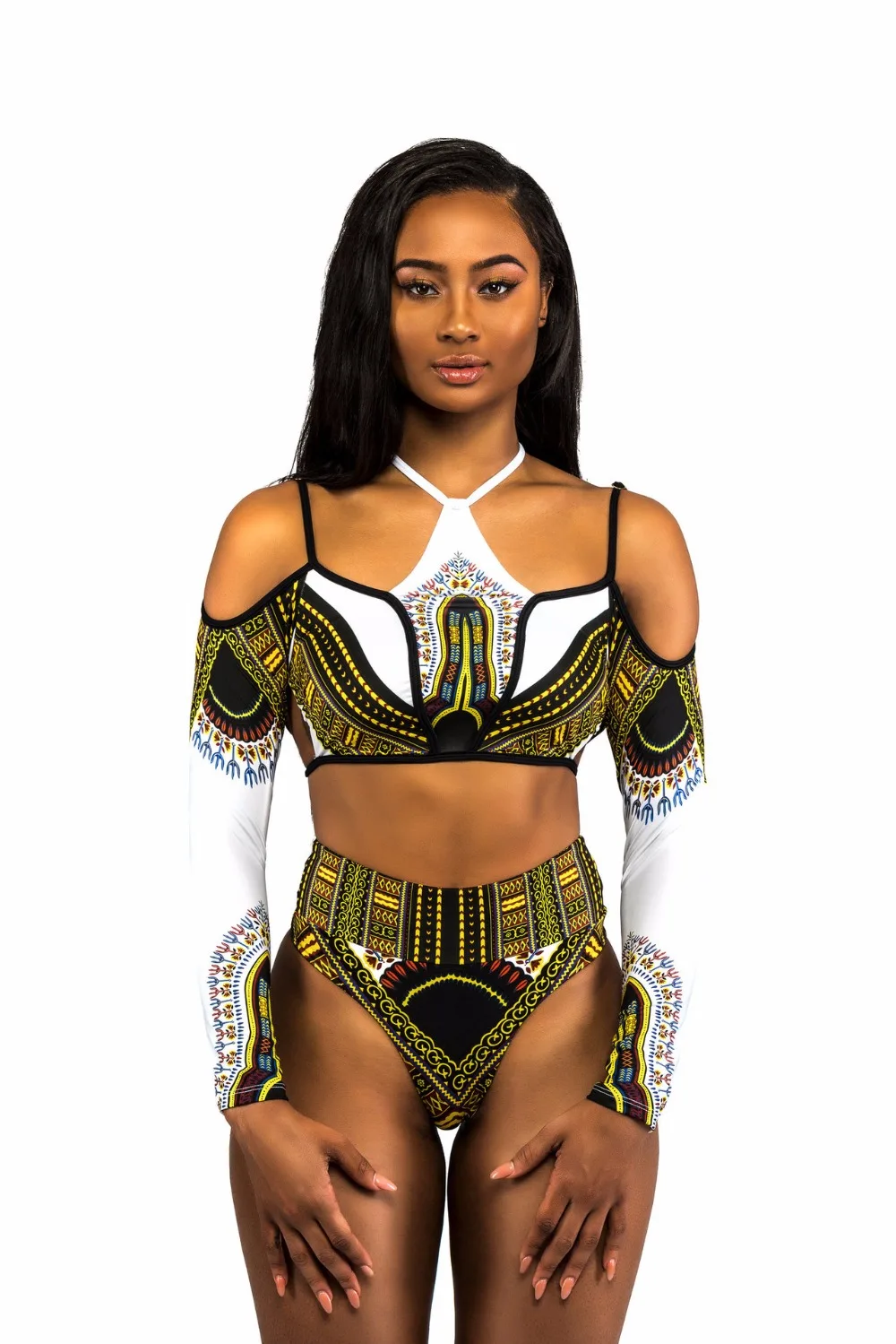 Африканский стиль цельный купальник женский 2019 шарф с цветочным принтом