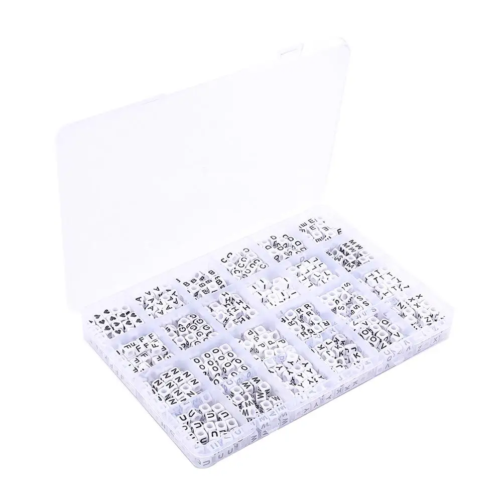 1BOX 26 Letters Acrylic Beads Heart &amp Cube Alphabet Digital Loose Spacer For Jewelry Making Handmade DIY Bracelet Necklace | Украшения и