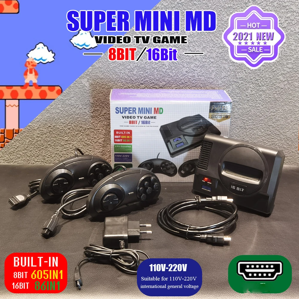 Для ретро мини ТВ Видео игровая консоль для Sega MegaDrive 16 Bit Games с 691 встроенными