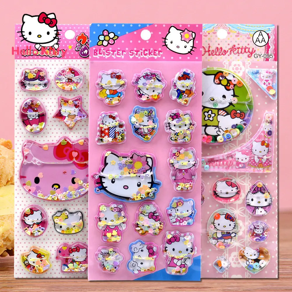 

Hello Kitty Children's Toys Stereo 3D Cartoon with Crystal Stickers Cute Cartoon Princess Stickers Girl gift
