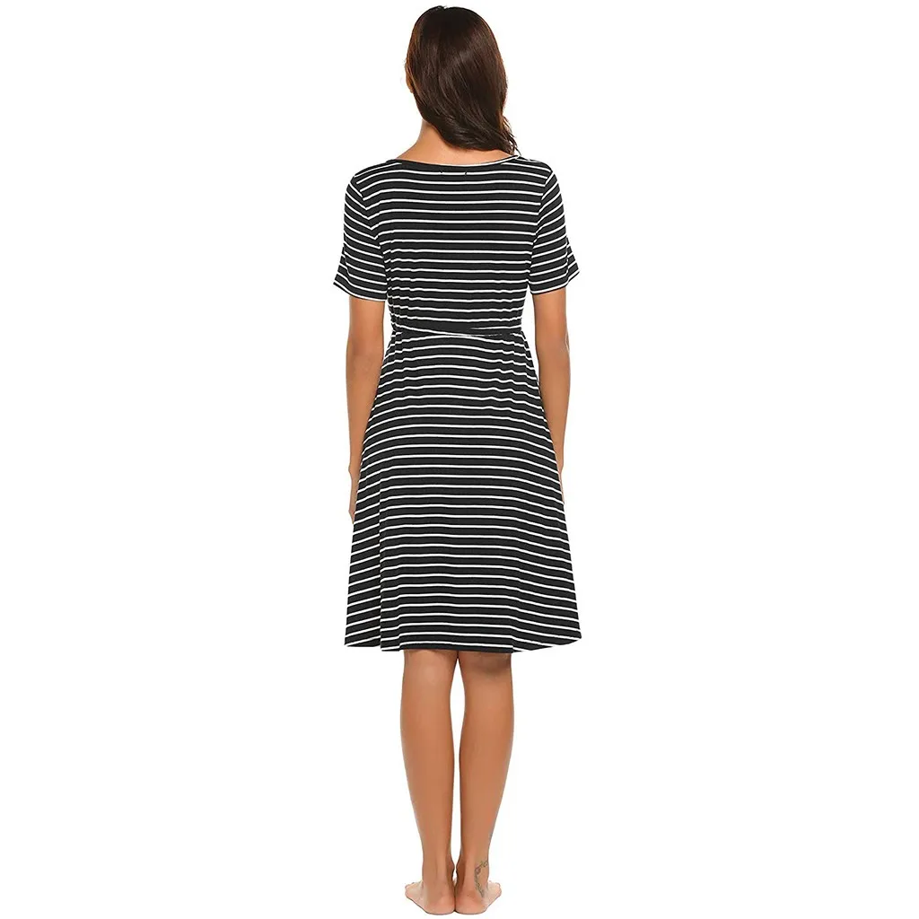 Новинка 2019 женская ночная рубашка в полоску с коротким рукавом для кормящих мам