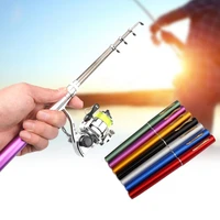 1m1 4m portable folded fountain pen fishing rod telescopic mini pocket fishing pole rod with spinning reel wheel