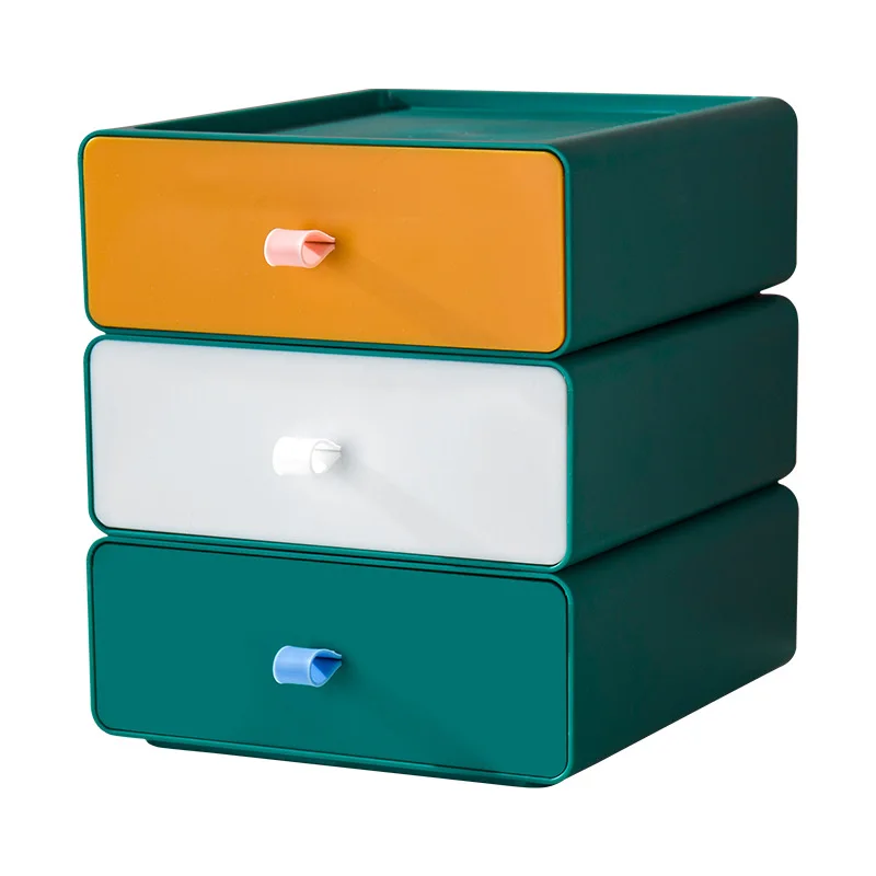 

Drawer type color contrast storage box office desktop stackable file storage box household multi-functional storage cabinet