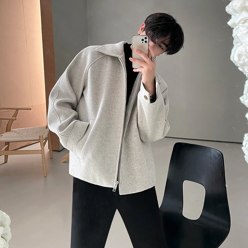 

Куртка SYUHGFA Мужская на молнии, дизайнерская короткая шерстяная ткань, утепленная, с лацканами, в Корейском стиле, весна 2022
