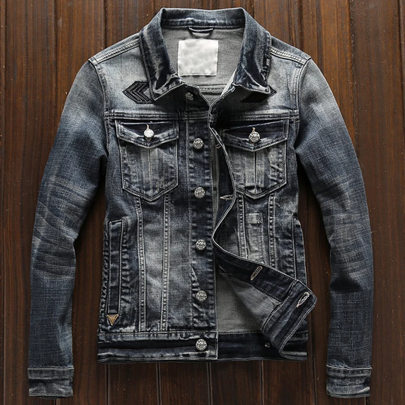 Мужская джинсовая куртка в автомобильном стиле демисезонная тонкая Байкерская