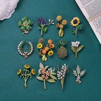 new sunflower vase design vintage brooch pin elegant suit cardigan pin brooche jewelry for women accessories
