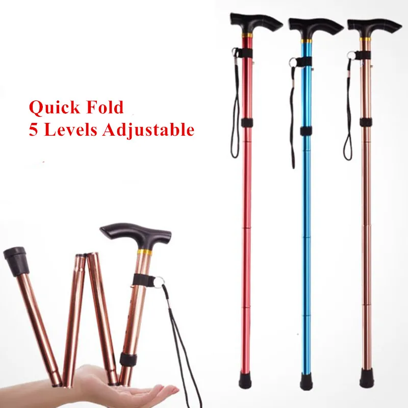 

Walking Stick Hiking Trekking Poles Trail Ultralight 4 Section Adjustable Canes Aluminum Alloy Folding Walking Sticks