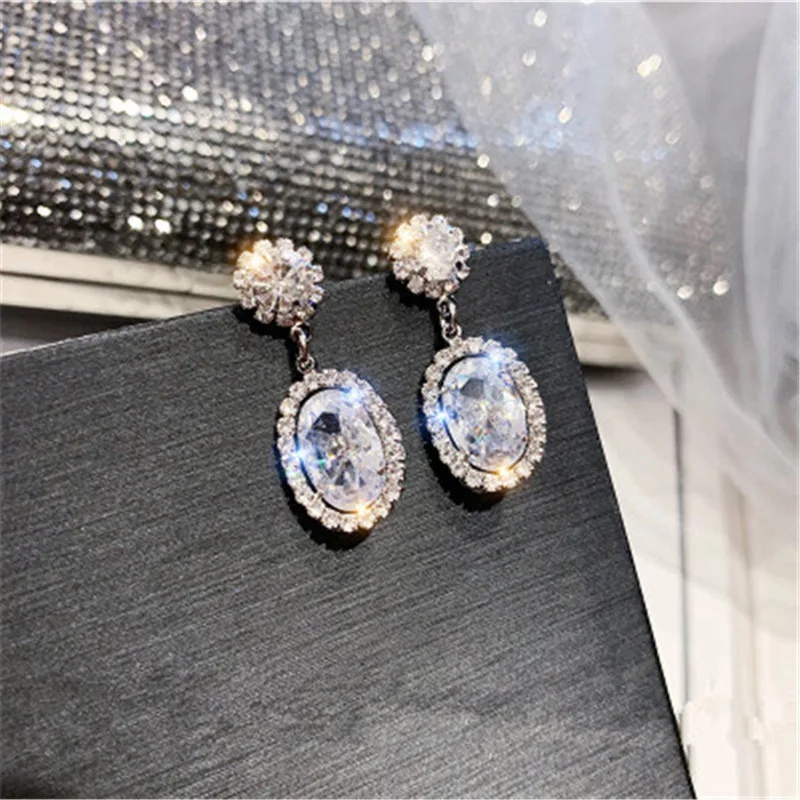 

Korean Pop Needle Hypoallergenic Water Drop Flash Rhinestone Drop Earrings For Women Girls Party Jewelry Gifts