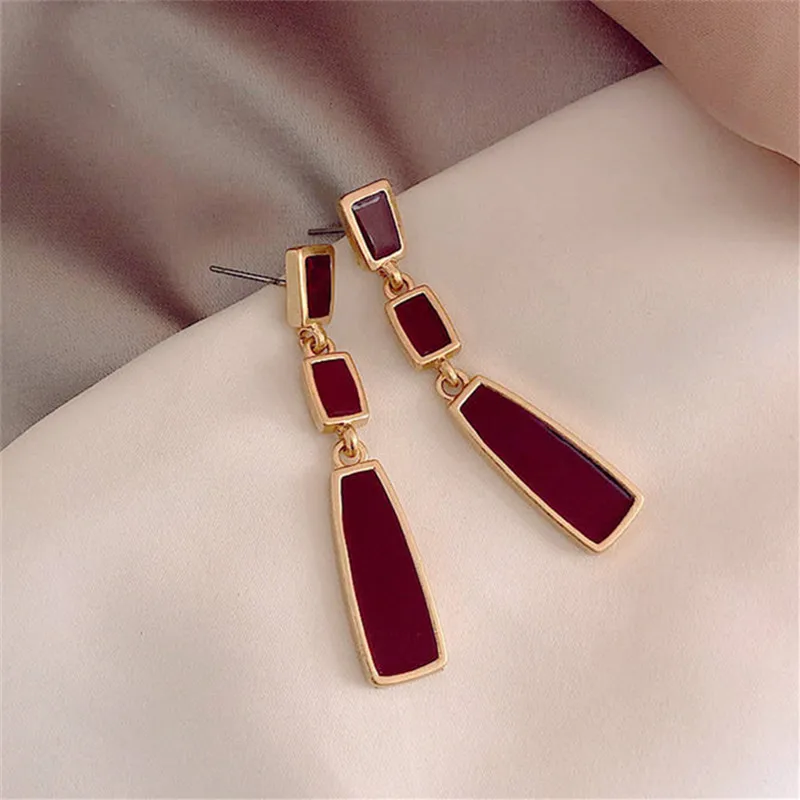 Модные Простые геометрические длинные серьги гвоздики эффектные