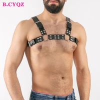 b cyqz men garter adjustable leather bondage cage strap lingerie costumes punk sexual gay male harness belt rave body sexs bdsm