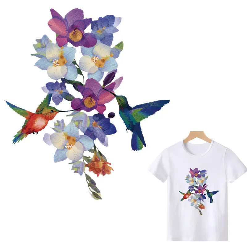 

Flower Bird Iron-On Patches For Girl's Clothing Thermal Transfer Patch Badges On Backpack Heat Transfer Sticker Ironning Patch T