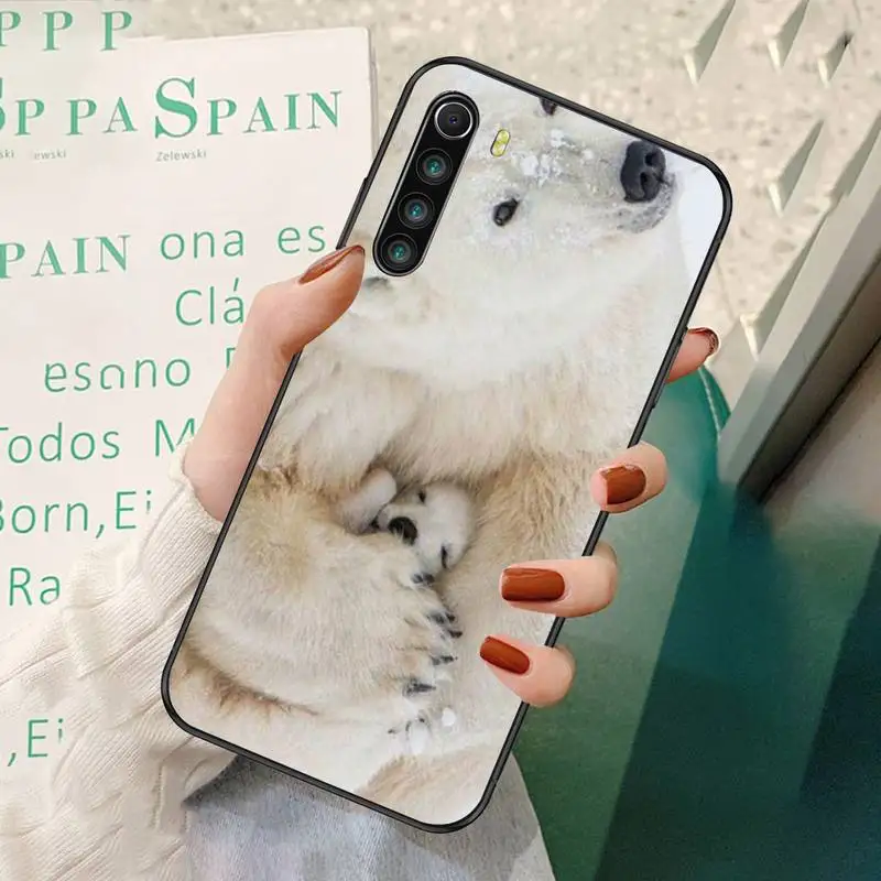 

LJHYDFCNB Black Soft Polar Bear Phone Case For Redmi 7 8 9 A K20 30 Pro Note 8 9 Pro 9s