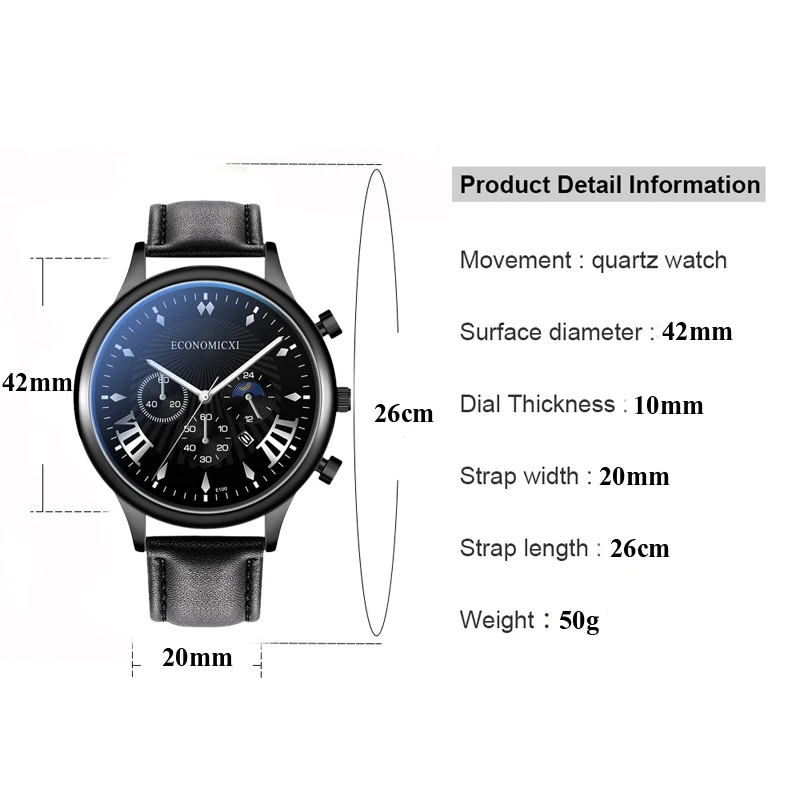 Деловые мужские часы кожа многоцветные простые кварцевые с календарем точный