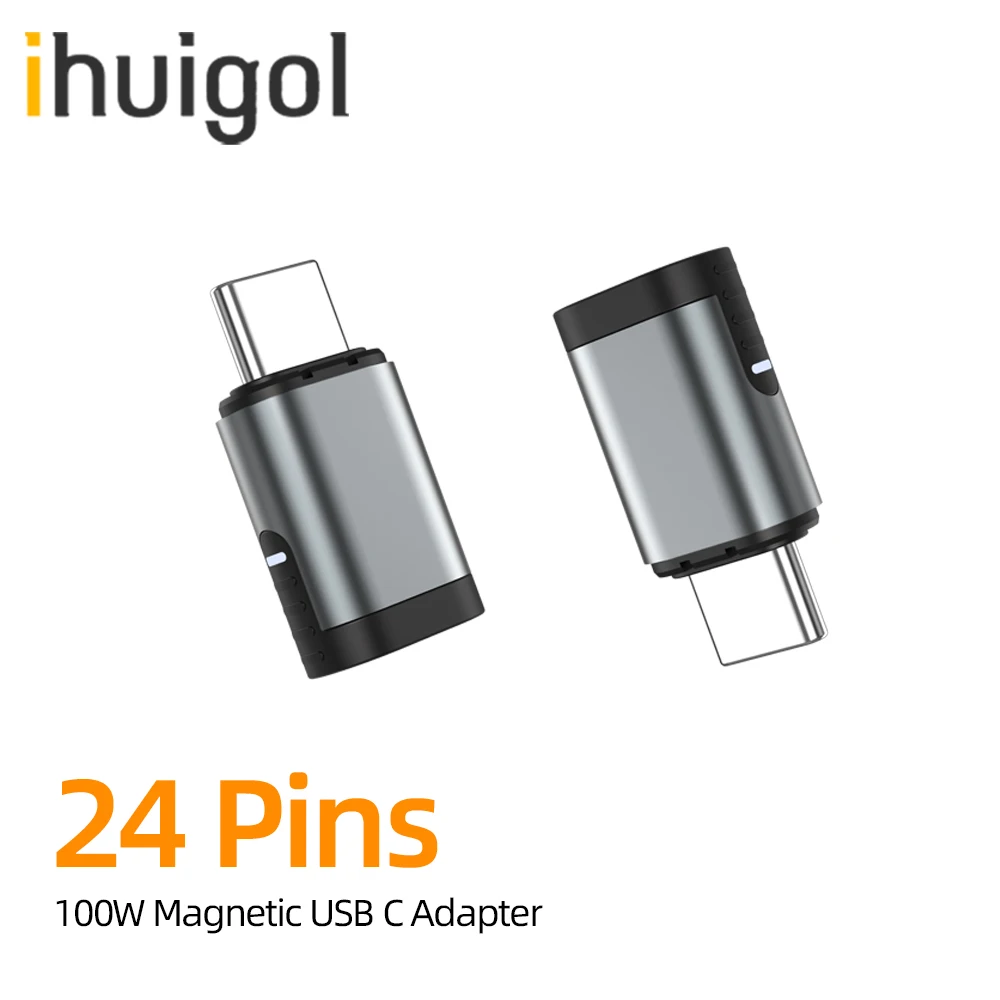

ihuigol 100W 24Pins Magnetic USB C Adapter Type C Connector PD Fast Charging 10Gbp/s for MacBook Pro Air Samsung Data Converter