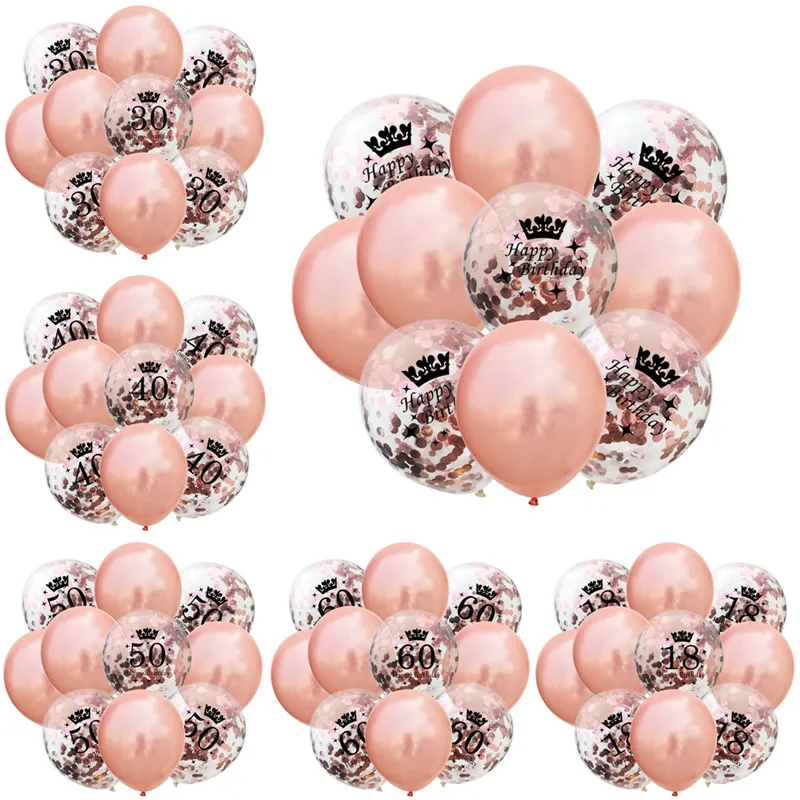 Набор латексных шаров 12 дюймов с конфетти смешанный набор из 10 шт для взрослых 18 30