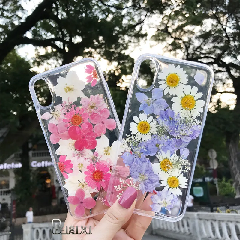 Настоящие гербарий для iPhone X XR XS Max 8 8 Plus 7 7 Plus 6 6S 6S Plus чехол Чехол задняя оболочка бампер Ins модный защитный ковер