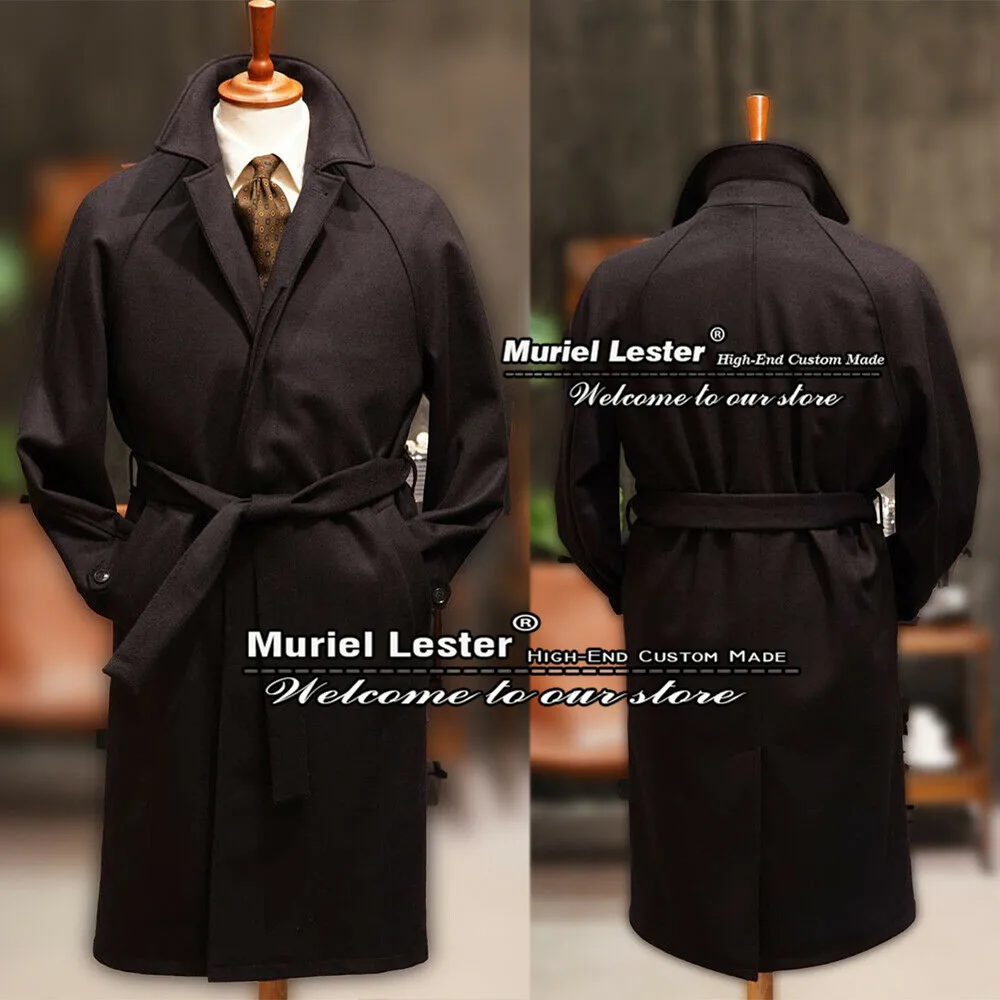

Black Men Overcoat Tweed Wool Trench Blend Suit Double Breasted Long Coat Custom Made Veste Homme Smoking Business Blazer Tuxedo