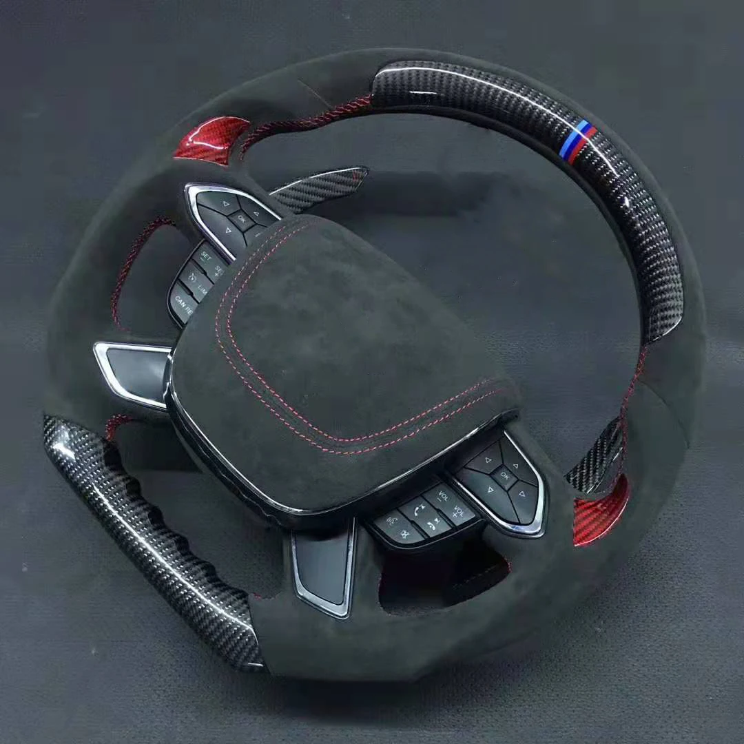 

Yeedercar Cuatomized Gloss/Matt Carbon Fiber Sports Steering Wheel Alcantara Leather compatible for Ford Taurus 2015-2019