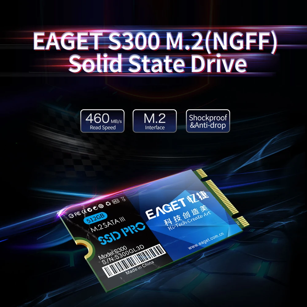 

EAGET S300 SSD M.2 твердотельный накопитель высокого Скорость передачи компактный генераторная установка противоударный SSD для портативных ПК 1 ТБ...