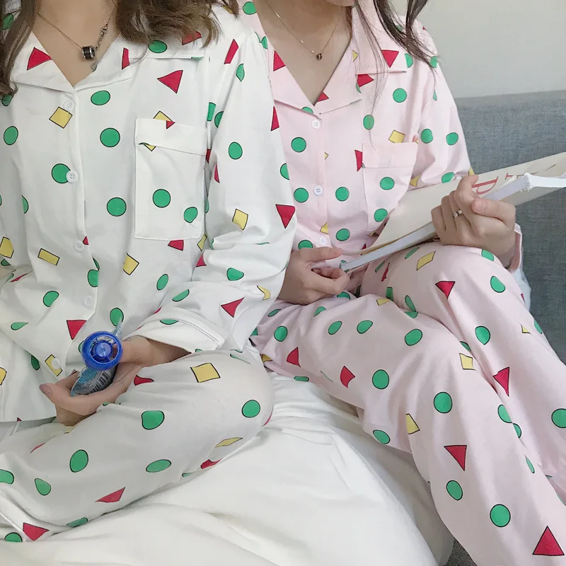 

Women Pajama Set Cotton Long Sleeve Sleepwear Cute Print Pyjamas Female Mujer Nightwear Thin Home Clothes Autumn Spring 2 Pieces