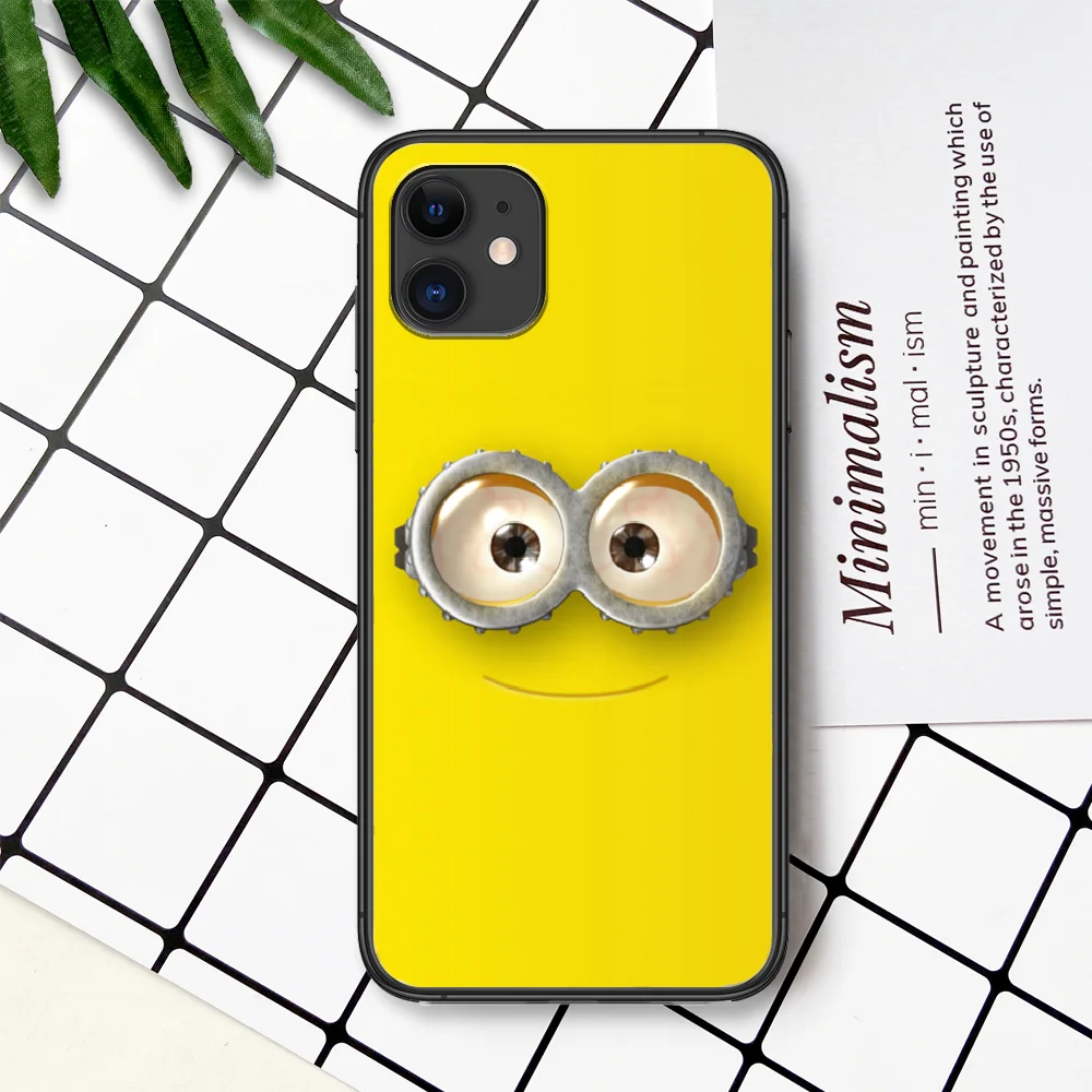 

Cartoon Cute Minione Phone Case For IPhone 4 4s 5 5S SE 5C 6 6S 7 8 Plus X XS XR 11 12 Mini Pro Max 2020 black Cell 3D Bumper
