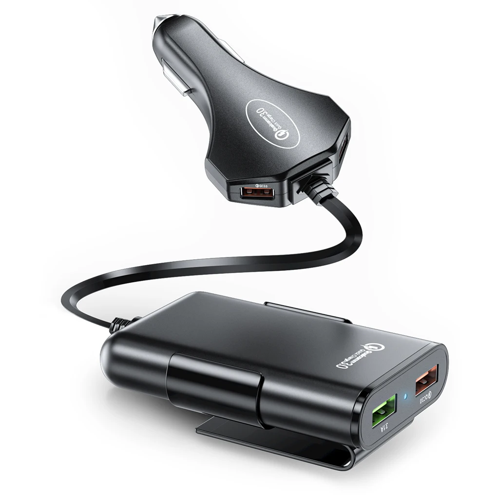 

4USB Port Car Charger Fast Charge 3.0 Charger For Car With 1.7m Cable For Tablet Smartphone For IPhone 12 Pro For Samsung Xiaomi