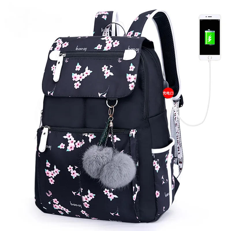 

35L Nylon Backpack New Fashion Women Backpack Flower Schoolbags for Teenage Girls Women Shoulder Bags Rucksacks Scoolbag Mochila