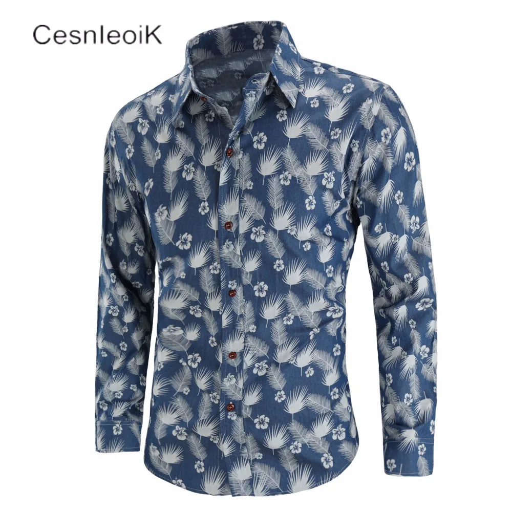 

Мужская джинсовая рубашка с длинным рукавом, из натурального хлопка