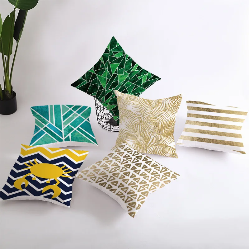 

New Light Luxury Simple Pillowcase Sofa Polyester Lienen Pillow Cover Pink Digital Printing Cushion Cover Home Throw Pillows