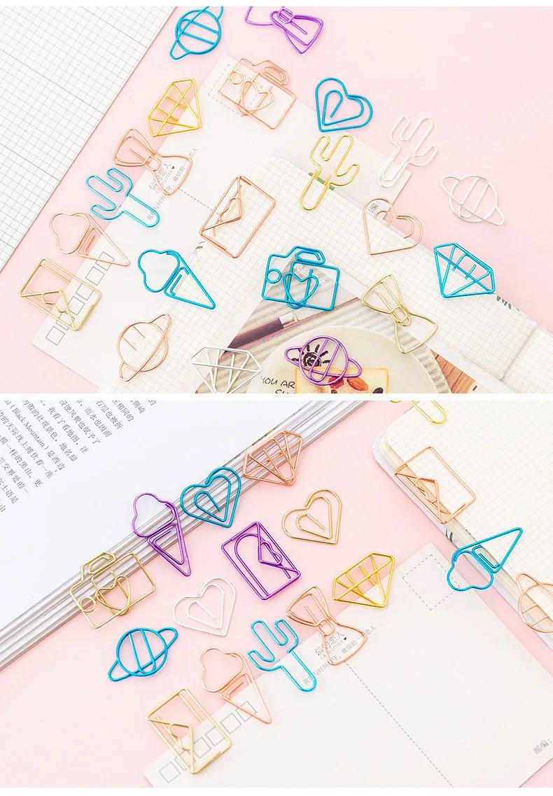 10 piezas de dibujos animados de lytww color caramelo creativo Metal oficina escuela suministros lindo papel Clips regalo