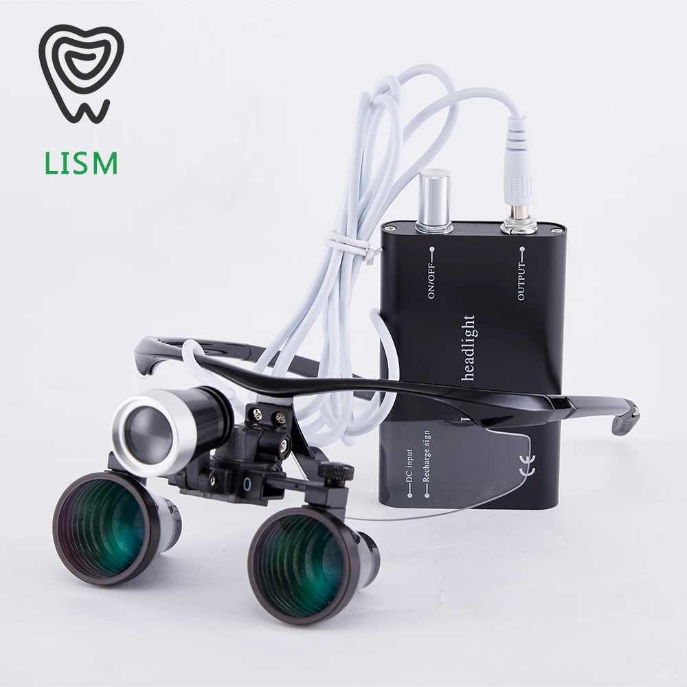 Dental Loupes Magnifier Magnifying Glass with LED Light Stand 2.5X 3.5X Glasses with Illumination Aluminum Box Operation Loupe