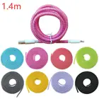 Цветной защитный шнур 1,4 м для телефона противоударный пружинный защитный шнур для зарядного USB-кабеля наушников шпуля для передачи данных