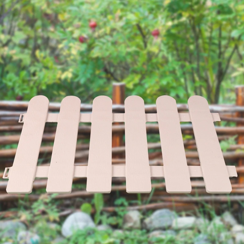 

New 20 PCS Reusable Plastic Plant Fence for Garden Decorative Small Fence with Wood Grain 50*30cm NE